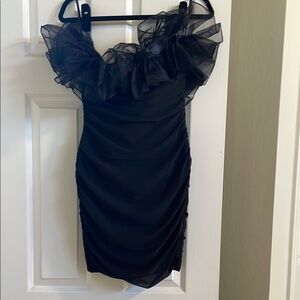NWOT!! Elegant Black Ruffled Dress. Never worn, no tags.